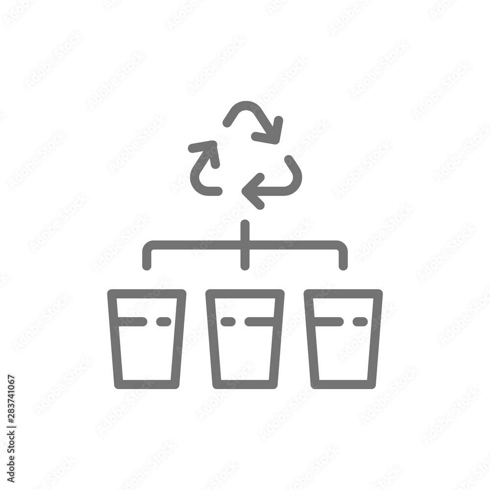 Poster separate garbage collection, waste sorting line icon.