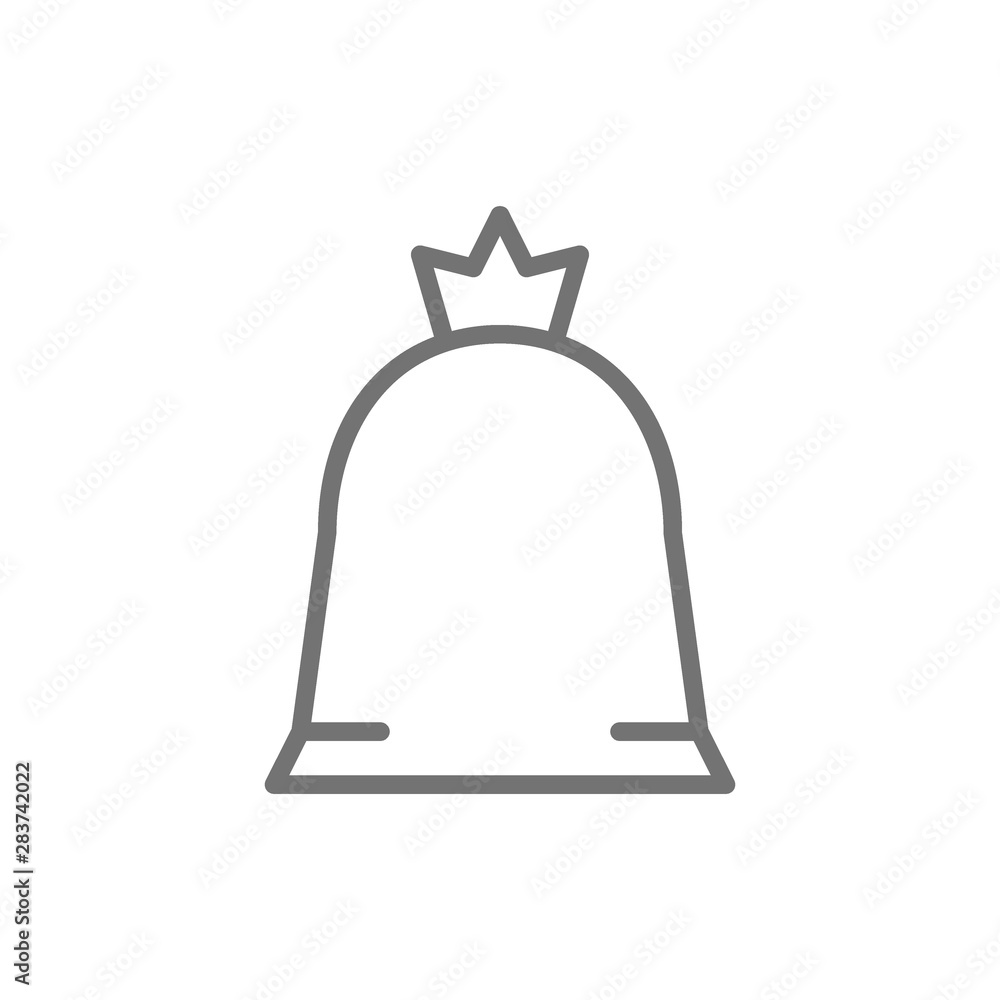 Poster vector filled trash bag, garbage line icon.