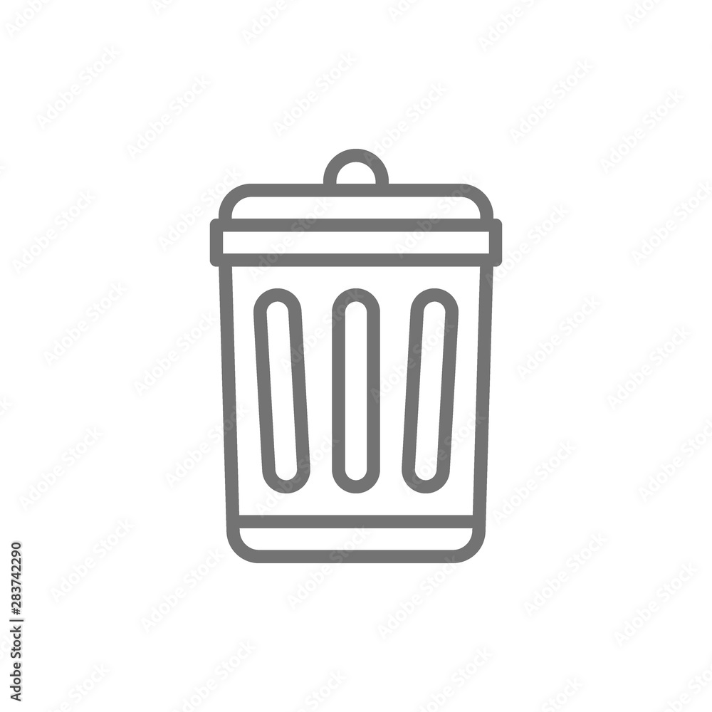 Poster garbage bin line icon. isolated on white background