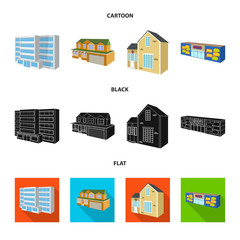 Isolated object of facade and housing logo. Collection of facade and infrastructure stock symbol for web.