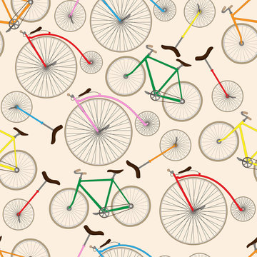 Retro bicycle texture. Seamless pattern