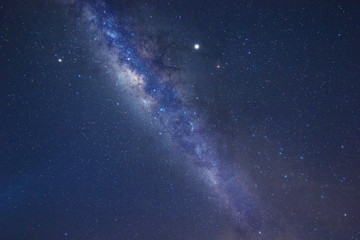 Clearly Milky Way Galaxy at night sky. Image contains grain, noise, blur and soft focus due to high ISO, Long Exposure and Wide Aperture.