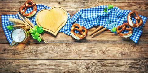 Rustic background for Oktoberfest or Bavarian specialties