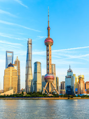 Shanghai city landscape during the day and Huangpu River