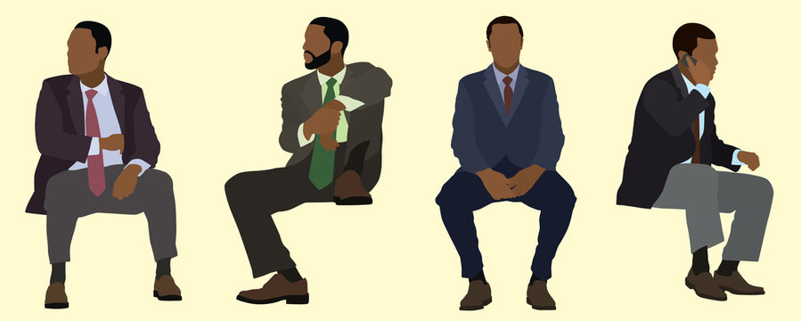 Black Business Men Sitting Down
