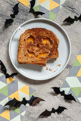 Jack o lantern grilled cheese toast for Halloween © azurita