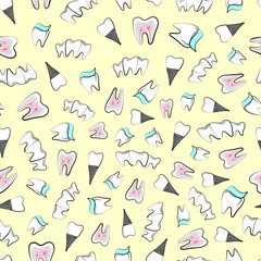 pattern teeth doodle illustration seamless vector wallpaper sketch background dental medicine