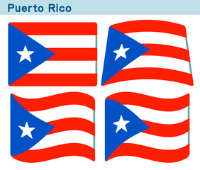 「プエルトリコの旗」4個の形のアイコンデザイン