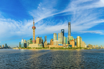 Shanghai city landscape during the day and Huangpu River