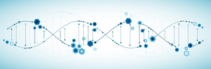 Science template, abstract background with a 3D DNA molecules. Vector illustration.