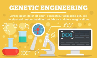 Lab genetic engineering concept banner. Flat illustration of lab genetic engineering vector concept banner for web design