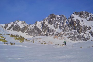 Fototapeta na wymiar Climbing to the summit of Koprovsky Stit. Tatra mountains. 