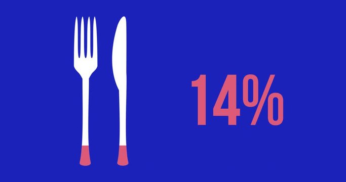 Cutlery shape and increasing percentage filling with colour 4k
