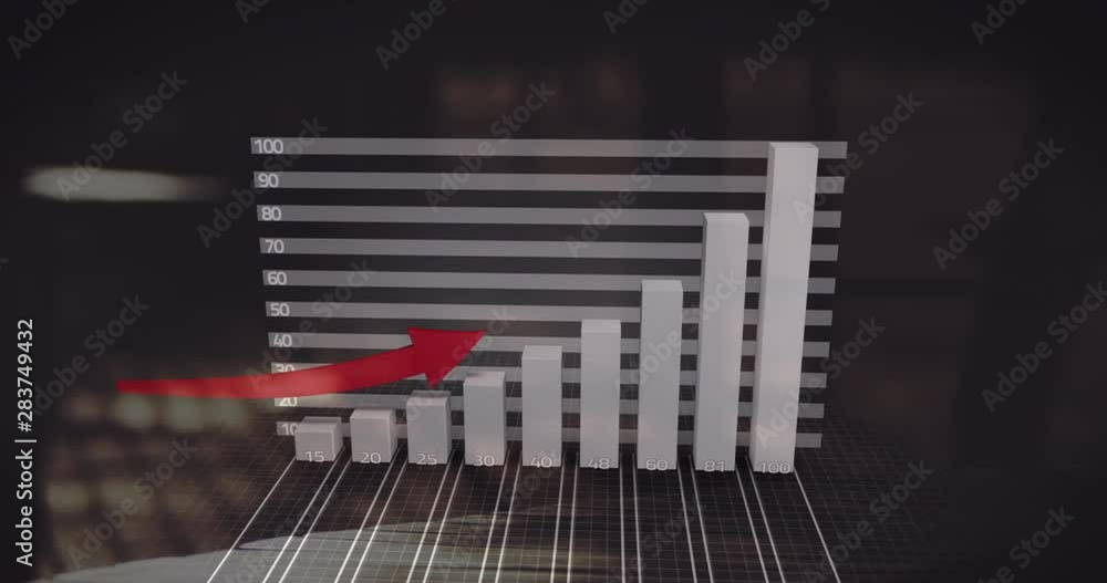 Poster graph moving with a red arrow point up 4k