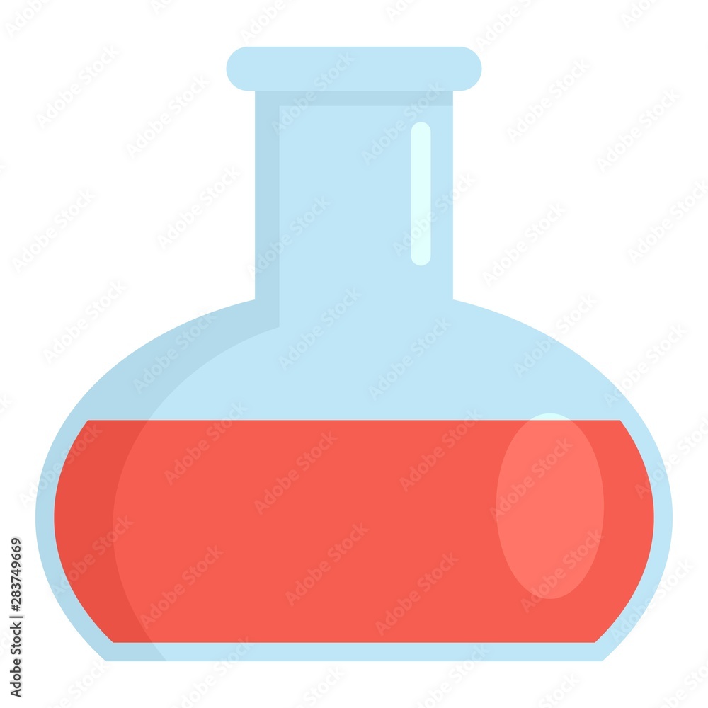 Poster red tube flask icon. flat illustration of red tube flask vector icon for web design