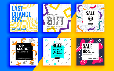 Set of sale banner template design. Vector illustration.