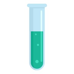 Green test tube icon. Flat illustration of green test tube vector icon for web design