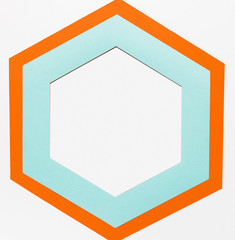 Top view colorful paper hexagon