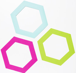 Top view colorful paper hexagon