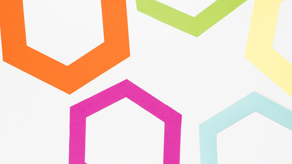 Top view colorful paper hexagon