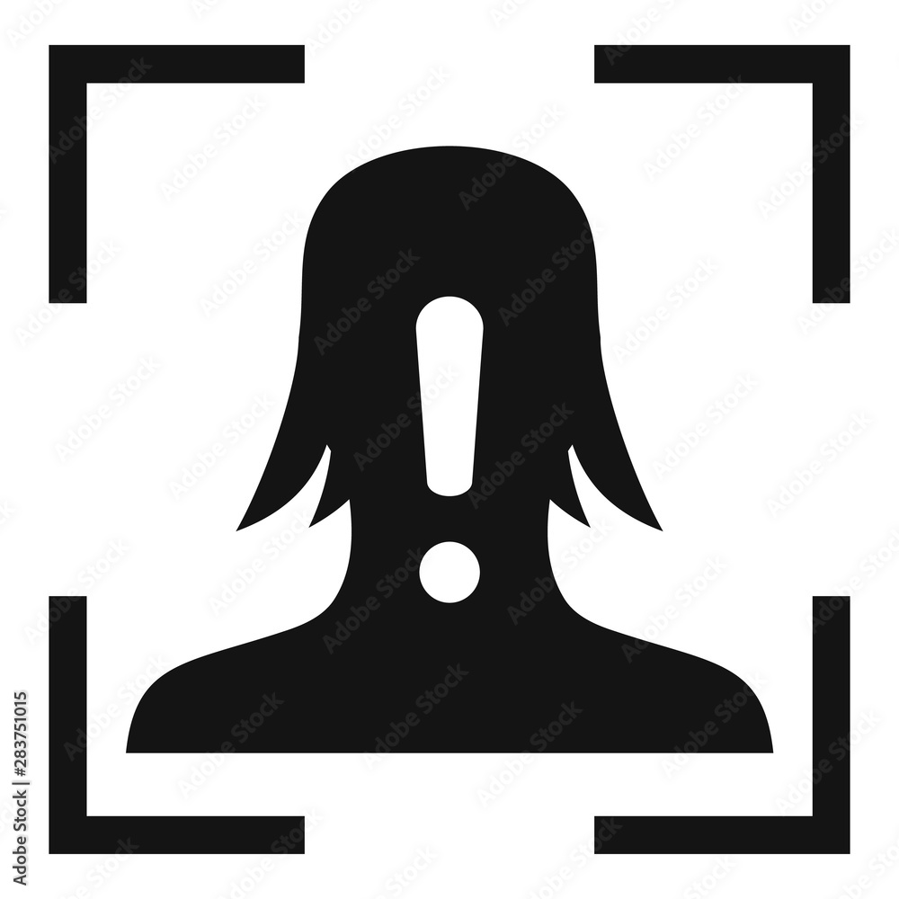 Poster face recognition alert icon. simple illustration of face recognition alert vector icon for web desig