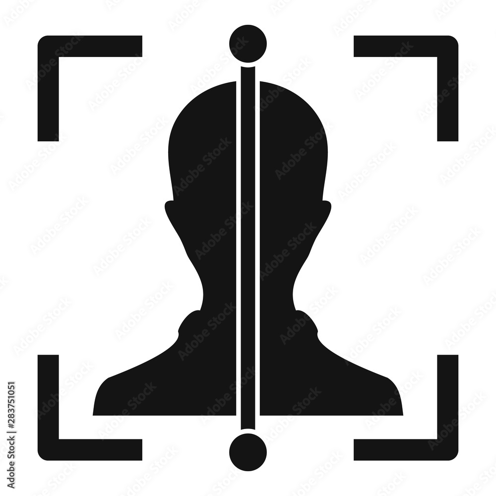 Poster line face scan icon. simple illustration of line face scan vector icon for web design isolated on wh