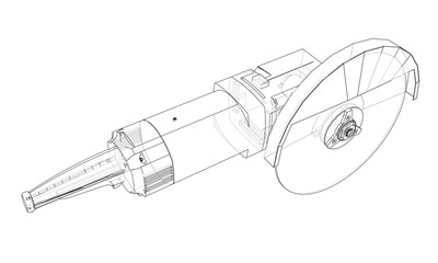 Outline electric angle grinder. Vector