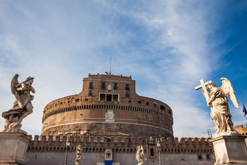 The beautiful Mausoleum of Hadrian also called Sant Angelo Castle built on the year 139 AD