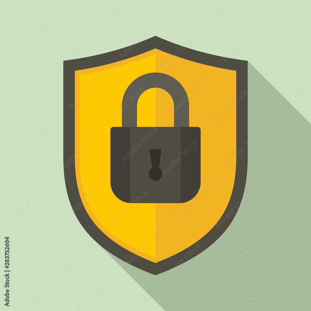 Poster shield protect security icon. flat illustration of shield protect security vector icon for web desig