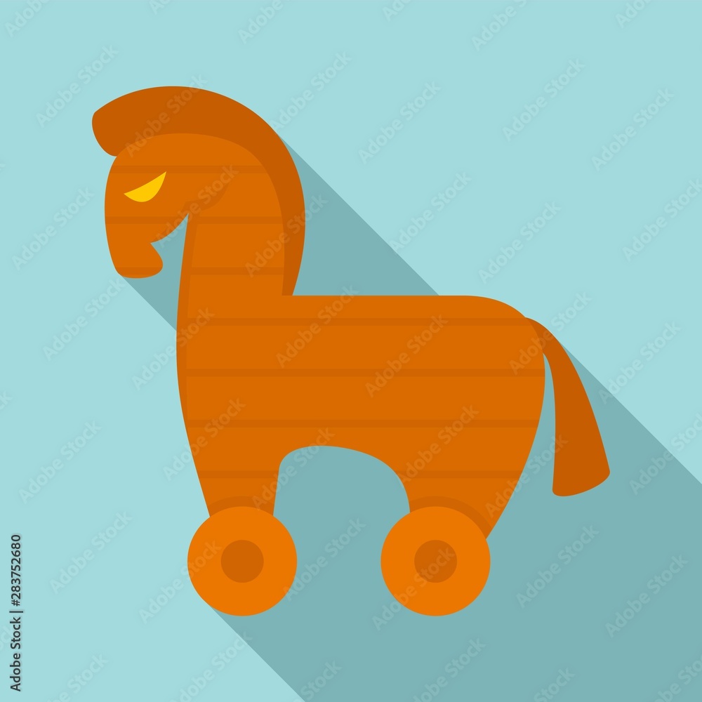 Poster computer trojan horse icon. flat illustration of computer trojan horse vector icon for web design