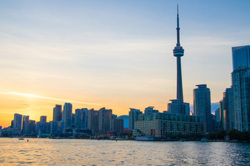 Toronto skyline from a ship in Toronto, Ontario, Canada