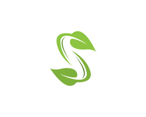 letter S leaf logo template vector