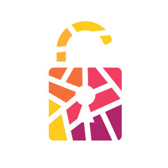 colorful geometric padlock icon- vector illustration