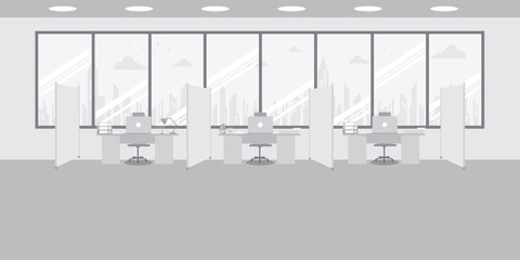 Modern office interior with gray color background. Creative office workspace vector