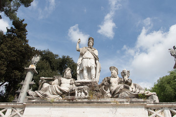 Fountain fragment of the Goddess of Rome in Piazza del Popolo, Lazio, Rome.