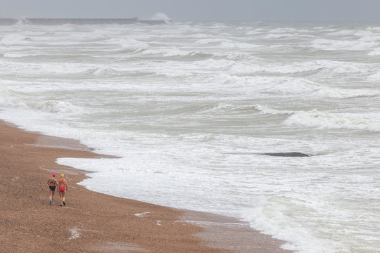 stormy weather on brighton sea front