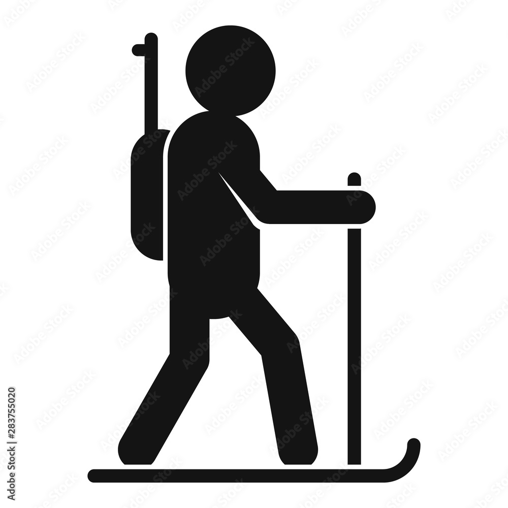 Poster biathlon running icon. simple illustration of biathlon running vector icon for web design isolated o
