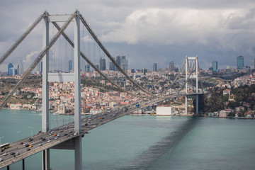 Fototapeta na wymiar Aerial view of Bosphorus Bridge