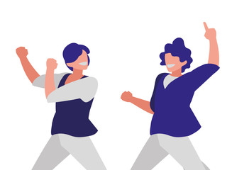 Obraz premium young dancers couple disco style characters