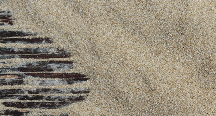 Sabbia della spiaggia sul legno