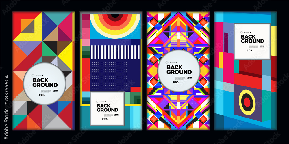 Aufkleber vector colorful ethnic geometric pattern background set. pattern background illustration for banner,