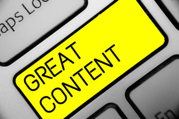 Conceptual hand writing showing Great Content. Business photo text Satisfaction Motivational...
