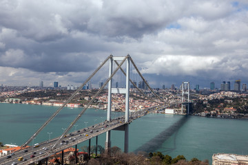 Obraz na płótnie Canvas Aerial view of Bosphorus Bridge