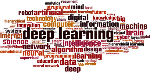 Naklejka premium Deep learning word cloud