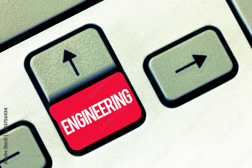 Poster handwriting text writing engineering. concept meaning science concerned with design building use of 