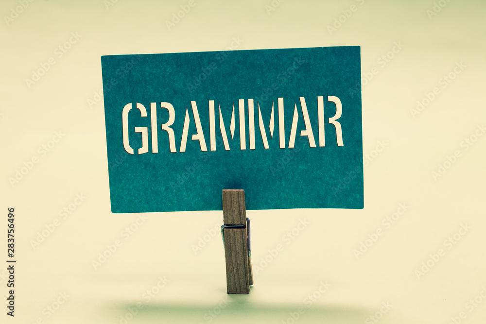 Poster handwriting text grammar. concept meaning system and structure of a language correct proper writing 