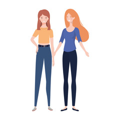 Obraz premium young women standing on white background