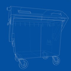 Outline Dumpster or dustbin vector