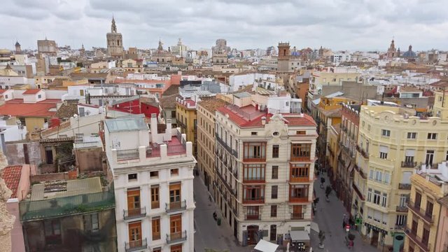 Aerial view of Valencia city from above of the old castle, Spain