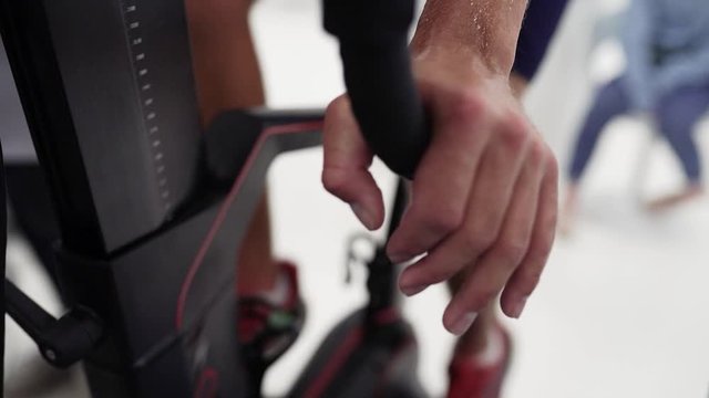 Cycling Athlete in gym slow motion shot